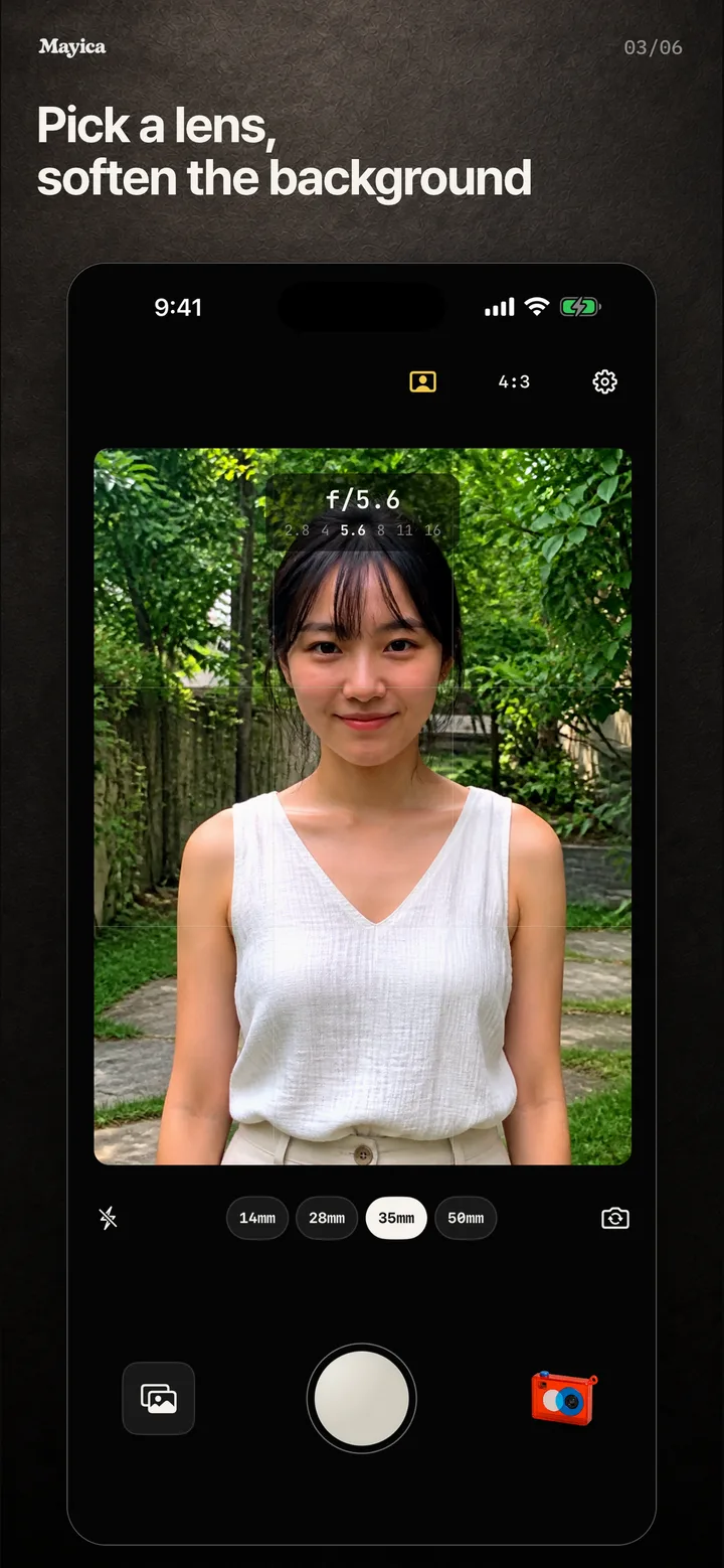 Viewfinder showing f/5.6 aperture feedback